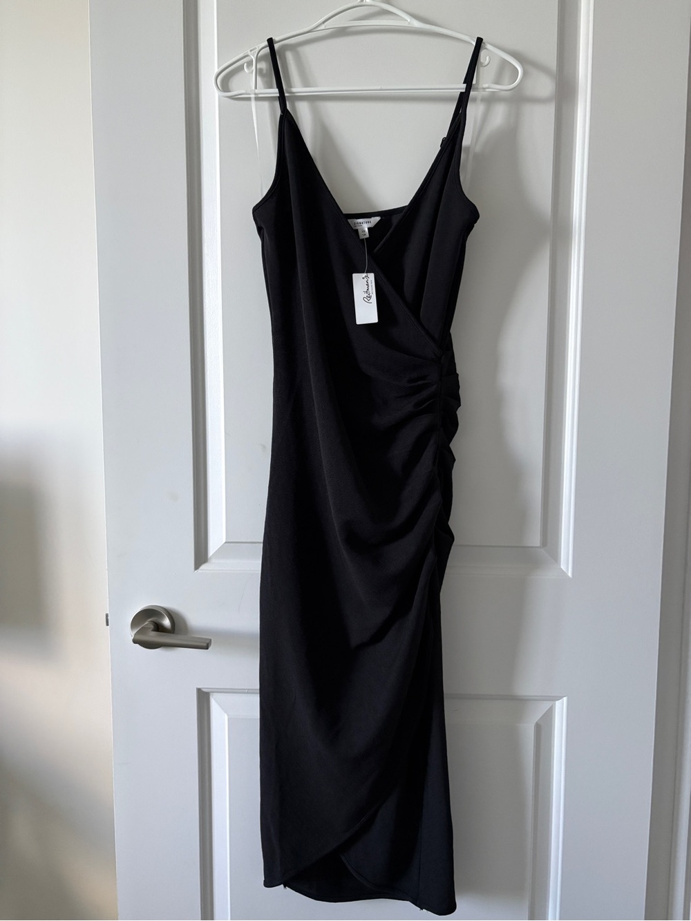 Reitmans Black Ruched Midi Slip Dress